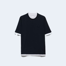 프라다 네이비 코튼 티셔츠