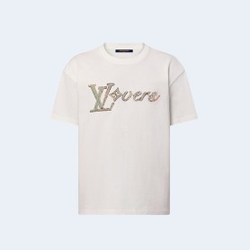 루이비통 자수 반팔 티셔츠 1AFR96