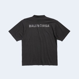 발렌시아가 백 미디엄 핏 티셔츠 블랙