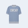 디올 이탈릭 티셔츠 블루 코튼 브렌드 티셔츠 블루