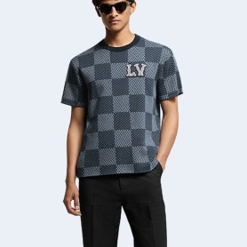 루이비통 다미에 숏 슬리브 크루넥 티셔츠 블루