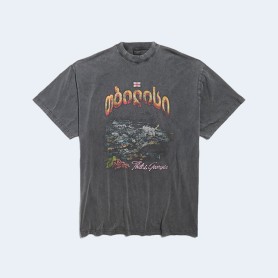 발렌시아가 남성 트빌리시 오버사이즈 티셔츠 페이드 블랙