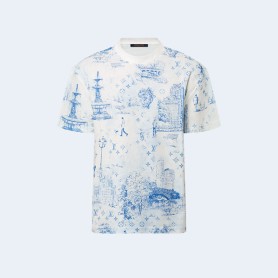 루이비통 프린트 코튼 피케 티셔츠