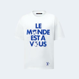 루이비통 블루 그래픽 코튼 티셔츠