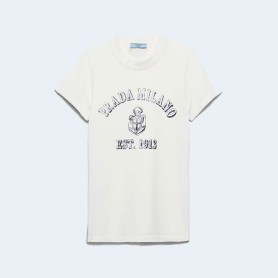 프라다 밀라노 프린티드 코튼 티셔츠