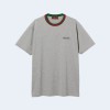 구찌 넥 파이핑 그레이 로고 티셔츠