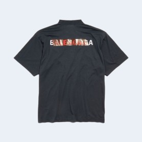 발렌시아가 뉴 테이프 타입 미디움 핏 티셔츠 2COLOR (BLACK) (SKY BLUE)