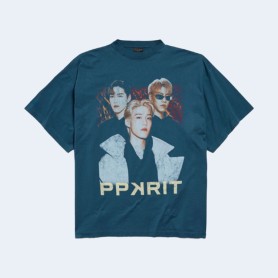 발렌시아가 PP KRIT 다크블루 오버사이즈 티셔츠