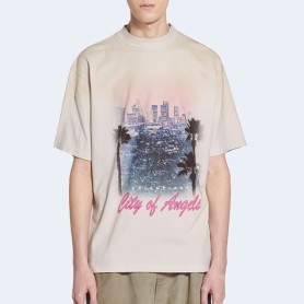 발렌시아가 시티 오브 엔젤스 미디엄 핏 티셔츠 더티 화이트