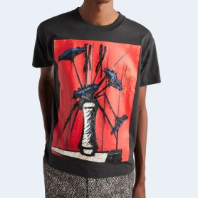 프라다 아스팔트&레드 프린트 저지 티셔츠