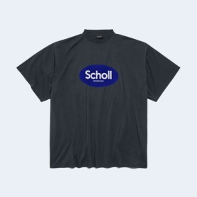 발렌시아가 숄 오버사이즈 페이드 블랙 티셔츠