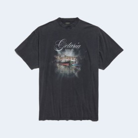 발렌시아가 트빌리시 오버사이즈 페이드 블랙 티셔츠