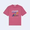 셀린느 루즈 코튼 저지 멀티컬러 티셔츠 핑크