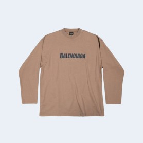 발렌시아가 캡스 롱 슬리브 티셔츠 베이지