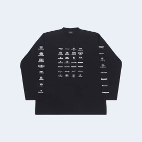 발렌시아가 파리 로고 모노그램 티셔츠 블랙