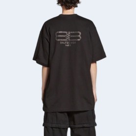 발렌시아가 파리 미디움 핏 티셔츠 블랙